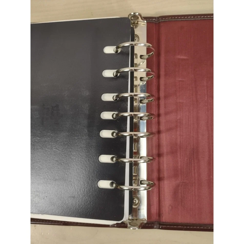 VTG 1998 FRANKLIN QUEST Leather 7-Ring Planner Binder ORGANIZER USA Burgundy